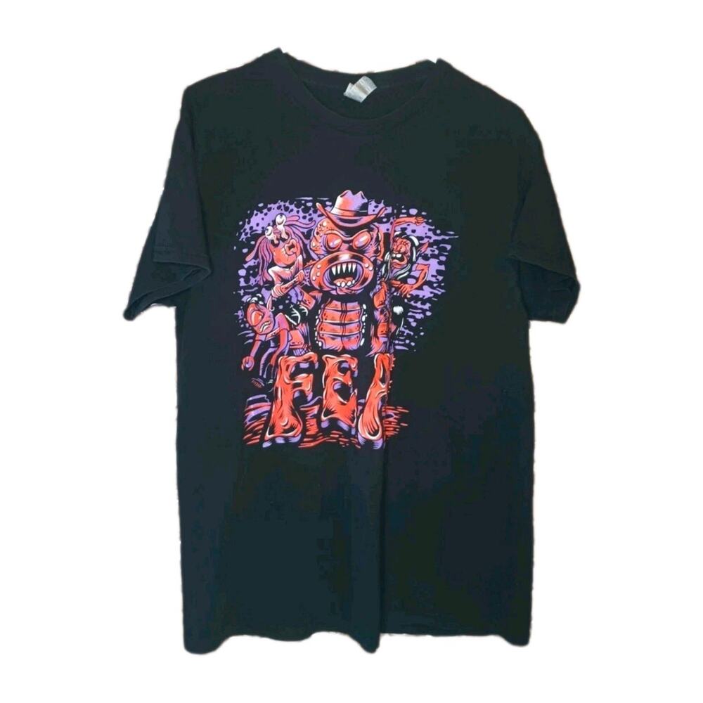 FEA Band Punk Rock Graphic Tee Shirt Black Size Large San Antonio Chicana Punk